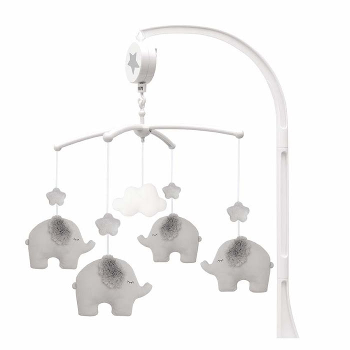 Muziekmobile met arm (grijs/olifant)