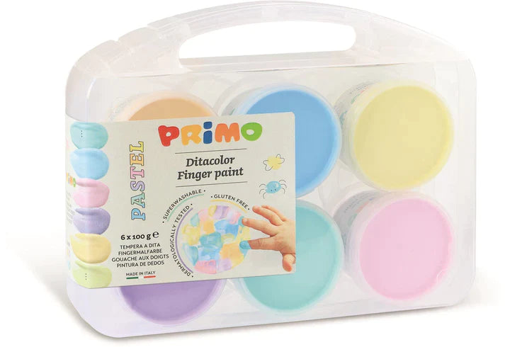 Primo Vingerverf pastel 6 potjes in koffer (6 x 100 g)