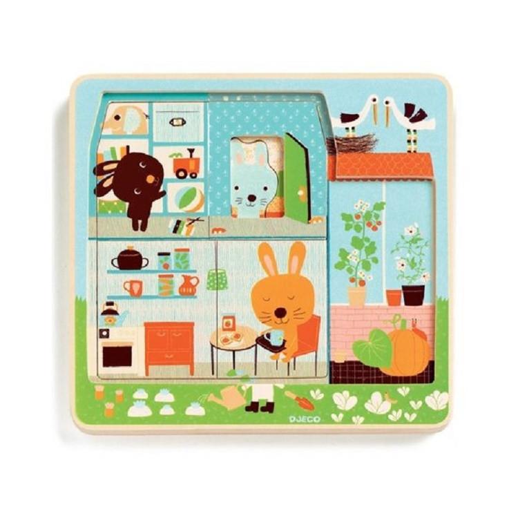 Djeco 3 Layers Puzzle - Chez-carot rabbit cottage