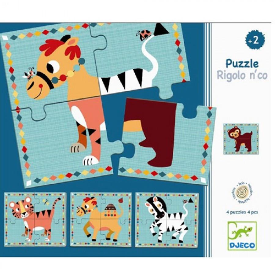 Djeco Puzzel Rigolo & Co (4x4 st.)