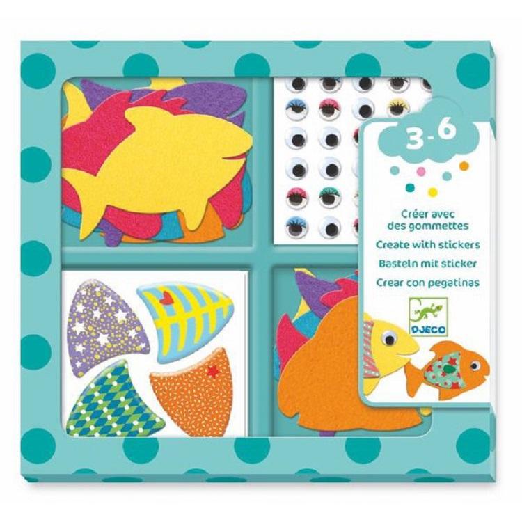 Djeco Creëren met stickers  - Ik hou van vissen