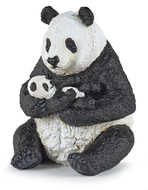 Pandamoeder met jong.