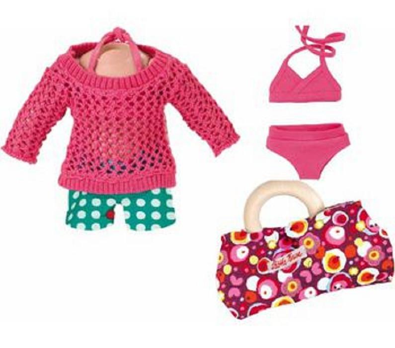 Käthe Kruse Outfit pink, Shorts and Bag (39/41 cm)