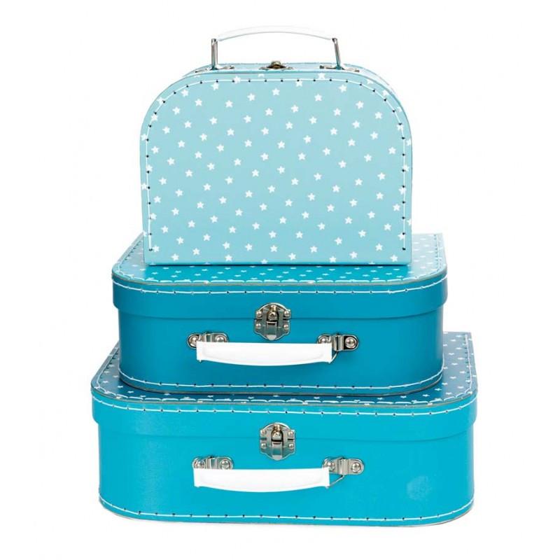Kofferset 3-delig blauw met sterretjes