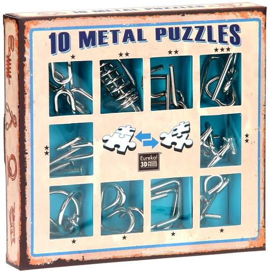 Eureka 10 Metal Puzzles Set Blue