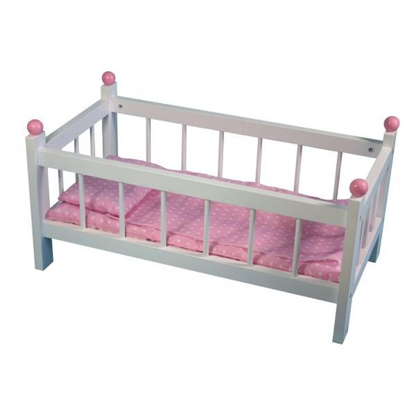 Angel Toys Poppenbedje hout met roze knoppen