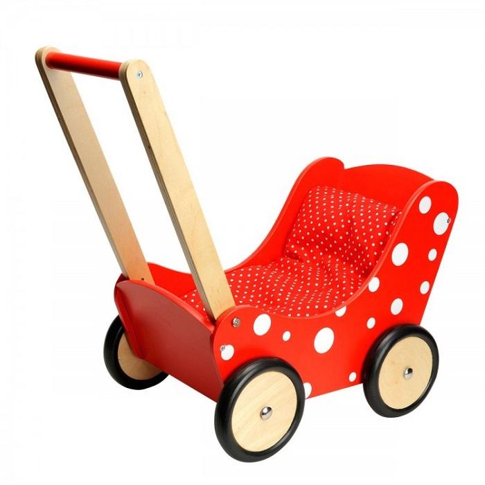 Sinply for kids Poppenwagen rood met witte stippen