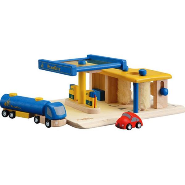 PlanToys PlanCity Tankstation met wasserette