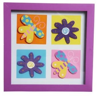 Tra Wanddecoratie Bloem/Vlinder