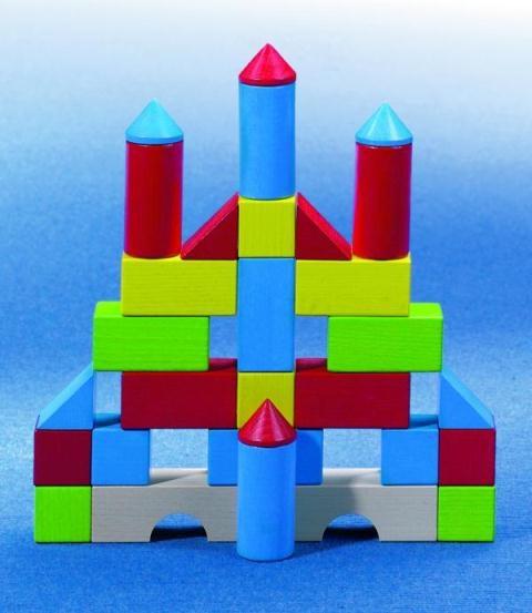 Haba Set gekleurde houten bouwstenen