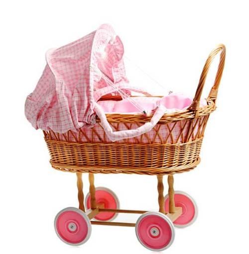 Egmont Toys Poppenwagen riet met roze
