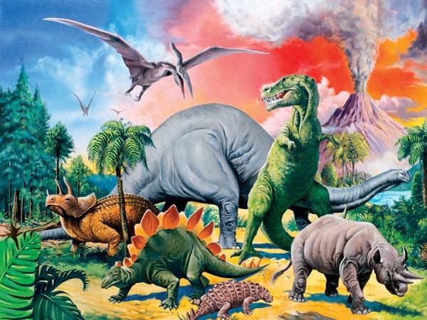 Puzzel Tussen de dinosauriers